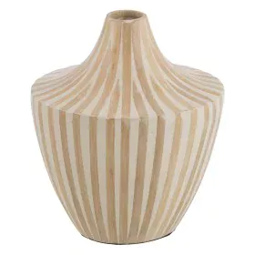 Vase Blanc Beige Bambou 27 x 27 x 31 cm de BigBuy Home, Vases - Réf : S8804620, Prix : 35,74 €, Remise : %