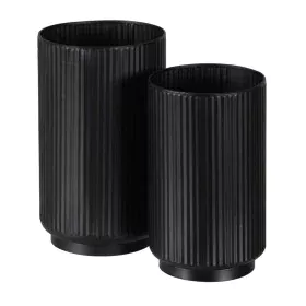 Set di vasi da fiori Nero Ferro 16,5 x 16,5 x 28 cm (2 Unità) di BigBuy Garden, Cachepot - Rif: S8804688, Prezzo: 34,65 €, Sc...