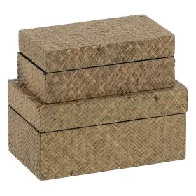 Jogo de Caixas Decorativas Bege Natural DMF 25 x 15 x 12 cm (2 Unidades) de BigBuy Home, Caixas - Ref: S8804699, Preço: 40,55...