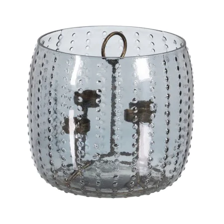 Portavelas Gris Metal Cristal Ø 23 cm 23 x 23 x 20 cm de BigBuy Home, Candelabros y portavelas - Ref: S8804705, Precio: 59,17...