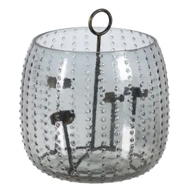 Portavelas Gris Metal Cristal 28 x 28 x 25 cm de BigBuy Home, Candelabros y portavelas - Ref: S8804706, Precio: 80,71 €, Desc...