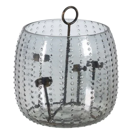 Bougeoir Gris Métal Verre 28 x 28 x 25 cm de BigBuy Home, Bougeoirs et chandeliers - Réf : S8804706, Prix : 80,71 €, Remise : %