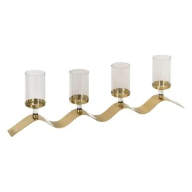 Candleholder Golden Stainless steel Crystal 83 x 9 x 25 cm by BigBuy Home, Candelabras and candle holders - Ref: S8804741, Pr...