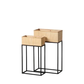 Set de Maceteros Negro Natural Hierro 50 x 25 x 80 cm (2 Unidades) de BigBuy Garden, Maceteros - Ref: S8804865, Precio: 64,54...