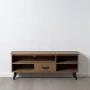 Mueble de TV Negro Natural Hierro Madera de abeto 150 x 41 x 59 cm de BigBuy Home, Mesas y soportes para TV - Ref: S8804873, ...