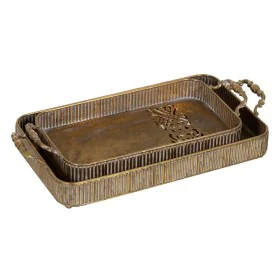 Snack tray Golden Iron 50,5 x 26 x 9 cm (2 Units) by BigBuy Home, Plates and dishes - Ref: S8804958, Price: 41,75 €, Discount: %