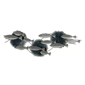 Wall Decoration Blue Silver Iron Fish 127,6 x 6,4 x 42,5 cm by BigBuy Home, Wall Pediments - Ref: S8805088, Price: 81,61 €, D...