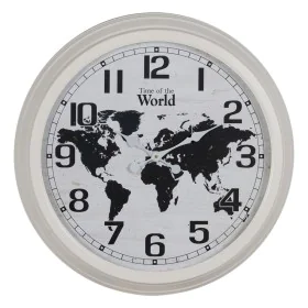 Reloj de Pared Mapamundi Blanco Negro Hierro 70 x 70 x 6,5 cm de BigBuy Home, Relojes de pared - Ref: S8805114, Precio: 73,10...