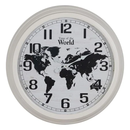 Reloj de Pared Mapamundi Blanco Negro Hierro 70 x 70 x 6,5 cm de BigBuy Home, Relojes de pared - Ref: S8805114, Precio: 73,10...