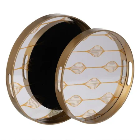 bandeja de aperitivos Dourado PVC Cristal 42 x 42 x 4,2 cm (2 Unidades) de BigBuy Home, Pratos e fontes - Ref: S8805200, Preç...