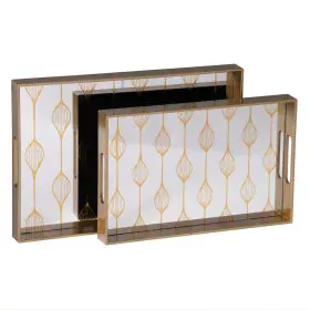 Bandeja de Aperitivos Dorado PVC Cristal 45 x 31 x 4,2 cm (2 Unidades) de BigBuy Home, Platos y fuentes - Ref: S8805201, Prec...