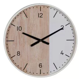 Wall Clock White Natural Wood 60 x 60 x 5,5 cm by BigBuy Home, Wall Clocks - Ref: S8805243, Price: 62,59 €, Discount: %