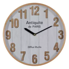 Horloge Murale Blanc Naturel Bois Verre 32 x 32 x 4,5 cm de BigBuy Home, Pendules murales - Réf : S8805244, Prix : 27,65 €, R...