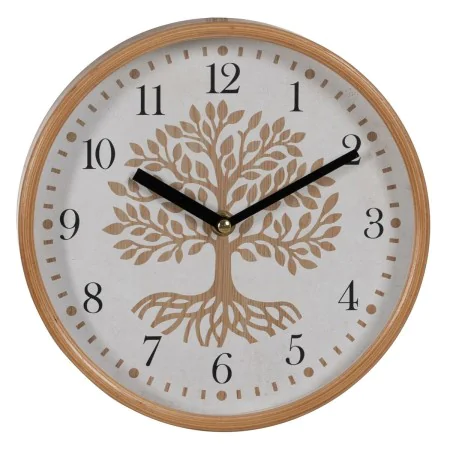 Wall Clock Tree White Natural Wood Crystal 22 x 22 x 4,5 cm by BigBuy Home, Wall Clocks - Ref: S8805245, Price: 19,24 €, Disc...