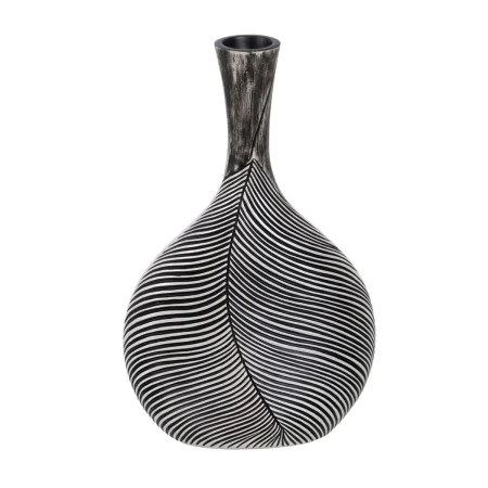 Vase Blanc Noir Polyrésine 27 x 12 x 43 cm de BigBuy Home, Vases - Réf : S8805287, Prix : 37,97 €, Remise : %