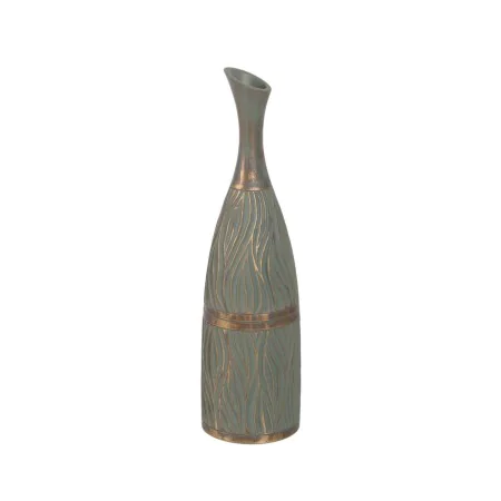 Vase grün Gold Polyesterharz 13,5 x 13,5 x 49 cm von BigBuy Home, Vasen - Ref: S8805295, Preis: 23,50 €, Rabatt: %