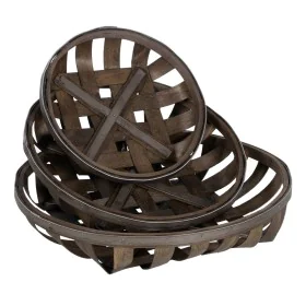 Set de basket Marron Bois 51 x 51 x 9 cm (3 Unités) de BigBuy Home, Paniers de rangement - Réf : S8805326, Prix : 33,89 €, Re...