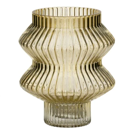 Vase Jaune Verre 16,5 x 16,5 x 20 cm de BigBuy Home, Vases - Réf : S8805358, Prix : 19,05 €, Remise : %