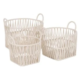 Set of Baskets White Rope 38 x 38 x 32 cm (3 Pieces) by BigBuy Home, Storage baskets - Ref: S8805360, Price: 43,58 €, Discoun...