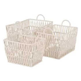 Set di Cesti Bianco Corda 45 x 35 x 36 cm (3 Pezzi) di BigBuy Home, Cesti portaoggetti - Rif: S8805361, Prezzo: 44,85 €, Scon...