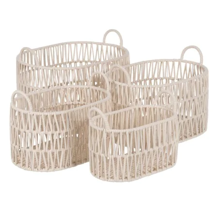 Korbsatz Weiß Schnur 50 x 36 x 36 cm (4 Stück) von BigBuy Home, Aufbewahrungskörbe - Ref: S8805362, Preis: 59,60 €, Rabatt: %