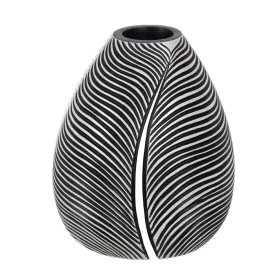 Vase Blanc Noir Polyrésine 17,5 x 17,5 x 20,5 cm de BigBuy Home, Vases - Réf : S8805404, Prix : 16,41 €, Remise : %