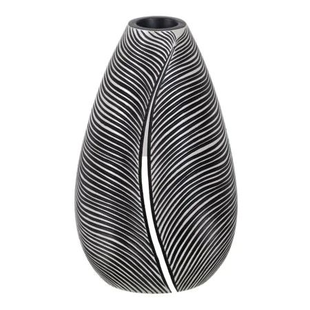 Vase Weiß Schwarz Polyesterharz 19 x 19 x 30 cm von BigBuy Home, Vasen - Ref: S8805405, Preis: 23,50 €, Rabatt: %