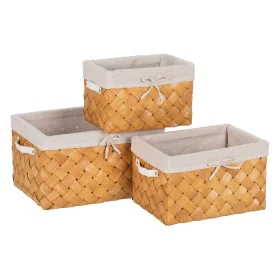 Set di Cestini Naturale Legno Tessuto 39,5 x 30 x 24 cm (3 Unità) di BigBuy Home, Cesti portaoggetti - Rif: S8805410, Prezzo:...