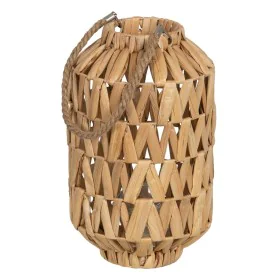 Laterne Kerzenschale Laterne Beige Metall Kristall Wasserhyazinthe 23 x 23 x 39 cm von BigBuy Home, Kerzenständer und Kerzenh...