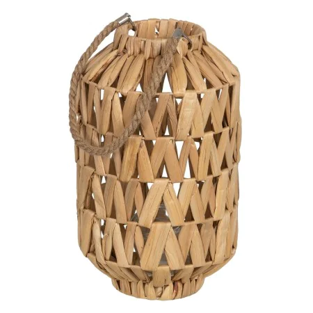 Lanterna Portacandele Lanterna Beige Metallo Cristallo Giacinto d'acqua 23 x 23 x 39 cm di BigBuy Home, Candelieri e portacan...