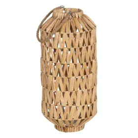 Lanterna Portacandele Lanterna Beige Metallo Cristallo Giacinto d'acqua 27 x 27 x 59 cm di BigBuy Home, Candelieri e portacan...