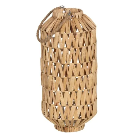 Lanterne Bougeoir Lanterne Beige Métal Verre Jacinthe d'eau 27 x 27 x 59 cm de BigBuy Home, Bougeoirs et chandeliers - Réf : ...