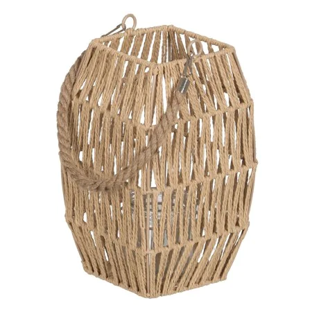 Lanterne Bougeoir Lanterne Beige Métal Papier Verre 16,5 x 16,5 x 25,5 cm de BigBuy Home, Bougeoirs et chandeliers - Réf : S8...