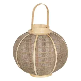 Lanterne Bougeoir Lanterne Beige Naturel Jute 33,5 x 33,5 x 30,5 cm de BigBuy Home, Bougeoirs et chandeliers - Réf : S8805533...