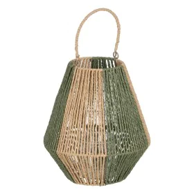 Lantern Candleholder Lantern Green Beige Metal Paper Crystal 27 x 27 x 30 cm by BigBuy Home, Candelabras and candle holders -...