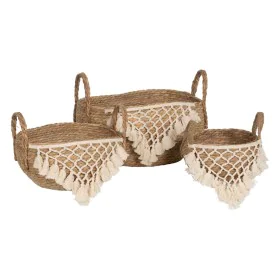 Lot de paniers Blanc Naturel Fibre naturelle 25 x 25 x 19 cm (3 Pièces) de BigBuy Home, Paniers de rangement - Réf : S8805574...