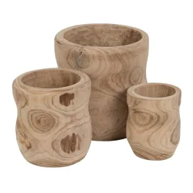 Conjunto de vasos Natural Madeira de paulónia 44 x 44 x 46 cm (3 Unidades) de BigBuy Garden, Vasos - Ref: S8805673, Preço: 19...