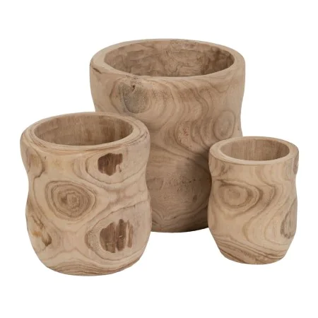 Set de pots de fleurs Naturel Bois de paulownia 44 x 44 x 46 cm (3 Unités) de BigBuy Garden, Cache-pots - Réf : S8805673, Pri...