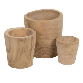 Set de Maceteros Natural Madera de Paulonia 32 x 32 x 32 cm (3 Unidades) de BigBuy Garden, Maceteros - Ref: S8805674, Precio:...