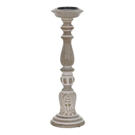 Candelabro Branco Natural Ferro Madeira de mangueira 14 x 14 x 45,72 cm de BigBuy Home, Candelabros e suportes para velas - R...