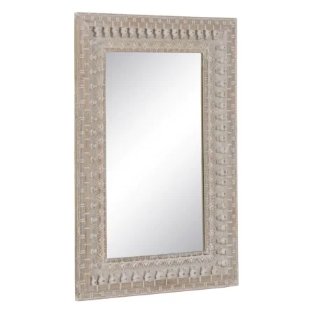 Miroir mural Blanc Naturel Verre Bois de manguier Bois MDF Vertical 71,1 x 5,1 x 101,6 cm de BigBuy Home, Miroirs muraux - Ré...