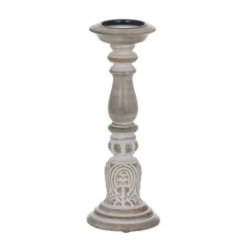 Candle Holder White Natural Iron Mango wood 14 x 14 x 38 cm by BigBuy Home, Candelabras and candle holders - Ref: S8805743, P...