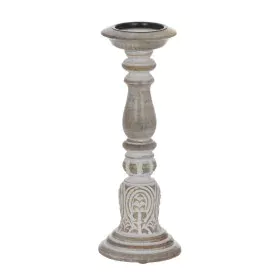 Candelabro Branco Natural Ferro Madeira de mangueira 14 x 14 x 38 cm de BigBuy Home, Candelabros e suportes para velas - Ref:...