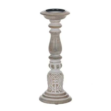 Candelabro Bianco Naturale Ferro Legno di mango 14 x 14 x 38 cm di BigBuy Home, Candelieri e portacandele - Rif: S8805743, Pr...