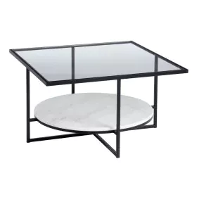 Mesa de Centro Branco Preto Cristal Mármore Ferro 80 x 80 x 46,5 cm de BigBuy Home, Jogos de móveis - Ref: S8805811, Preço: 3...