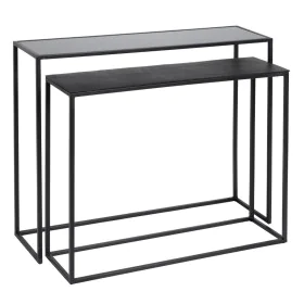 Console Noir Aluminium Verre Fer 98 x 28 x 82 cm (2 Unités) de BigBuy Home, Tables - Réf : S8805812, Prix : 166,94 €, Remise : %