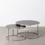 Set of 2 tables Brown Silver Stainless steel Mango wood 75 x 75 x 41 cm (2 Units) by BigBuy Home, Tables - Ref: S8805815, Pri...