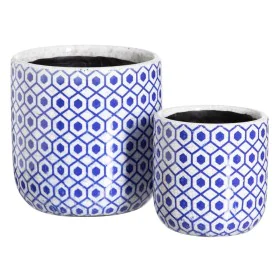 Set de pots de fleurs Bleu Terre cuite 19 x 19 x 17 cm Rond (2 Unités) de BigBuy Garden, Cache-pots - Réf : S8805861, Prix : ...