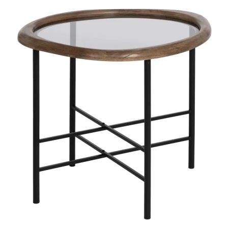 Mesa de apoio Preto Natural Cristal Ferro Madeira da borracha 61 x 50 x 53 cm de BigBuy Home, Jogos de móveis - Ref: S8806296...