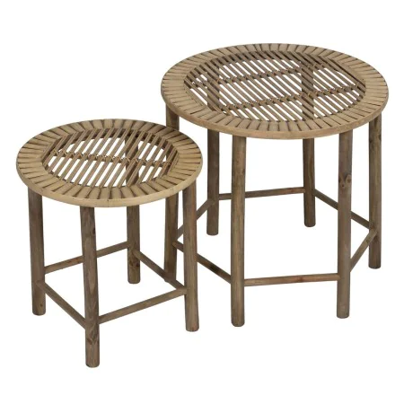 Table d'appoint Naturel Bambou 50 x 50 x 48 cm 38,5 x 38,5 x 40 cm 2 Pièces (2 Unités) de BigBuy Home, Tables - Réf : S880629...